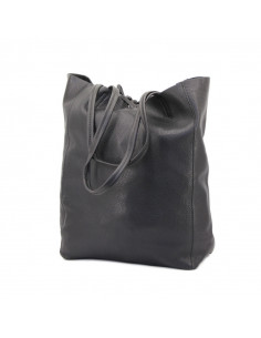Geanta Piele Naturala Shoper Bag negru 2