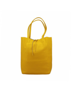 Geanta Piele Naturala Shoper Bag galben 2