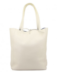 Geanta Piele Naturala Shoper Bag alb