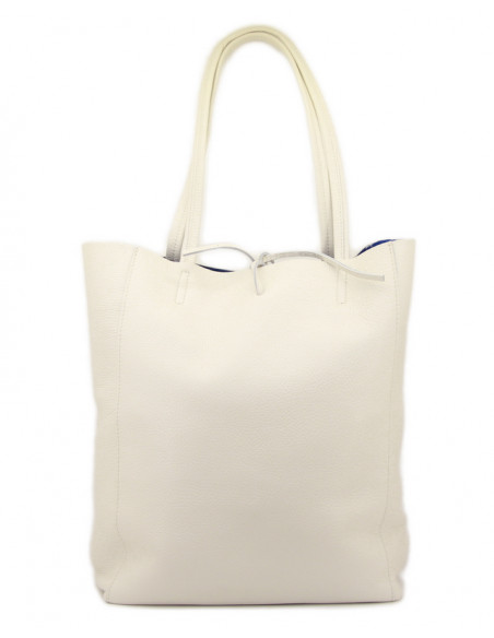 Geanta Piele Naturala Shoper Bag alb