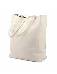Geanta Piele Naturala Shoper Bag alb 2