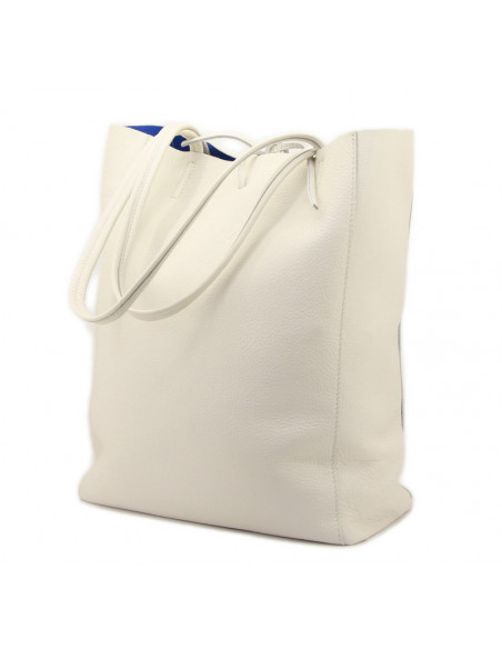 Geanta Piele Naturala Shoper Bag alb