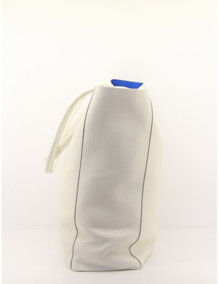 Geanta Piele Naturala Shoper Bag alb
