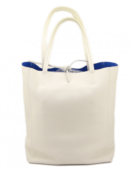 Geanta Piele Naturala Shoper Bag alb