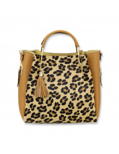Geanta Piele Naturala Balyana animal print camel 2