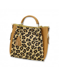 Geanta Piele Naturala Balyana animal print camel