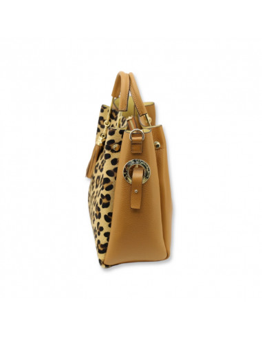 Geanta Piele Naturala Balyana animal print camel
