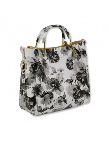 Geanta Piele Naturala Balyana alb negru