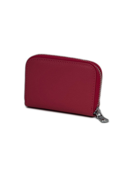 Port Card Piele Naturala rosu