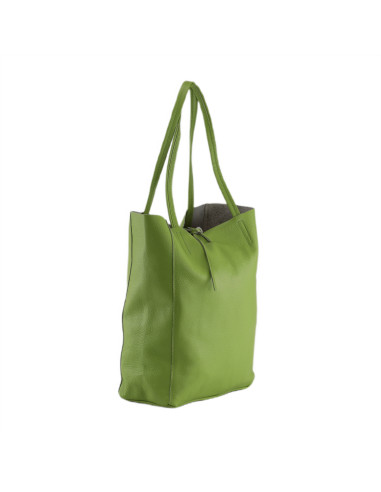 Geanta Piele Naturala Shopper Bag 2024 verde fistic