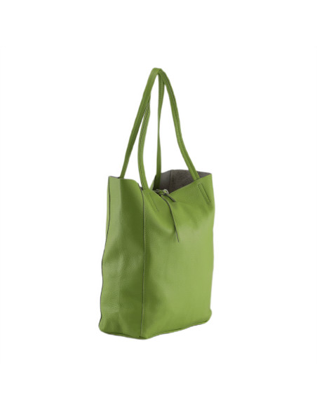 Geanta Piele Naturala Shopper Bag 2024 verde fistic