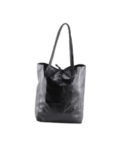 Geanta Piele Naturala Shopper Bag 2024 negru sidefat 2