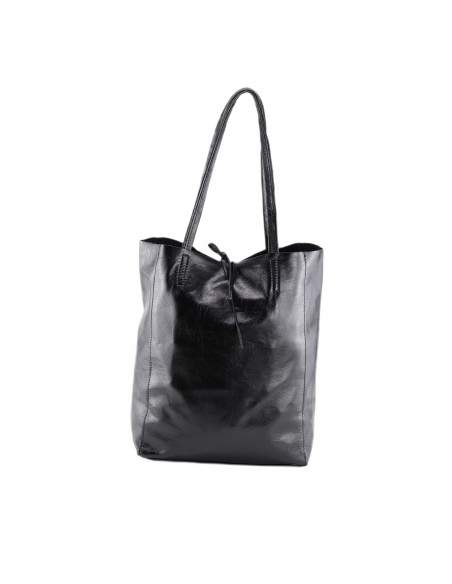 Geanta Piele Naturala Shopper Bag 2024 negru sidefat