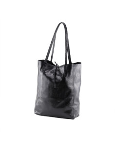 Geanta Piele Naturala Shopper Bag 2024 negru sidefat