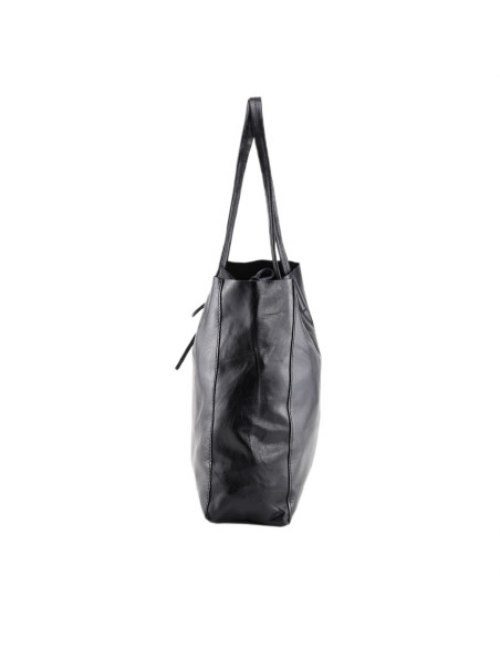 Geanta Piele Naturala Shopper Bag 2024 negru sidefat