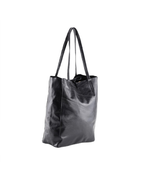Geanta Piele Naturala Shopper Bag 2024 negru sidefat