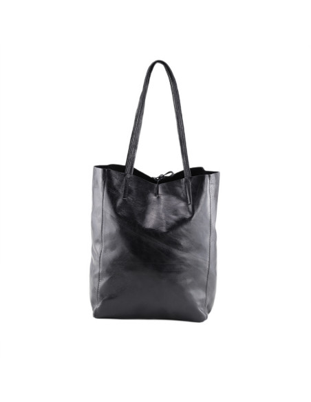 Geanta Piele Naturala Shopper Bag 2024 negru sidefat