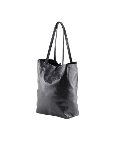 Geanta Piele Naturala Shopper Bag 2024 negru sidefat