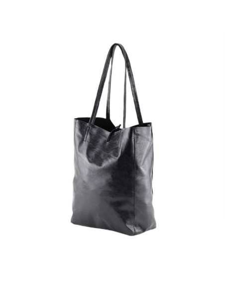 Geanta Piele Naturala Shopper Bag 2024 negru sidefat