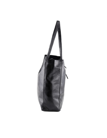 Geanta Piele Naturala Shopper Bag 2024 negru sidefat