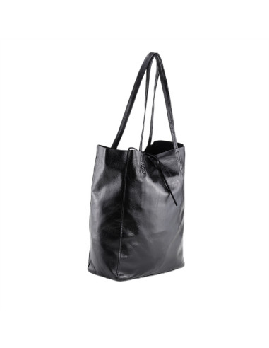 Geanta Piele Naturala Shopper Bag 2024 negru sidefat