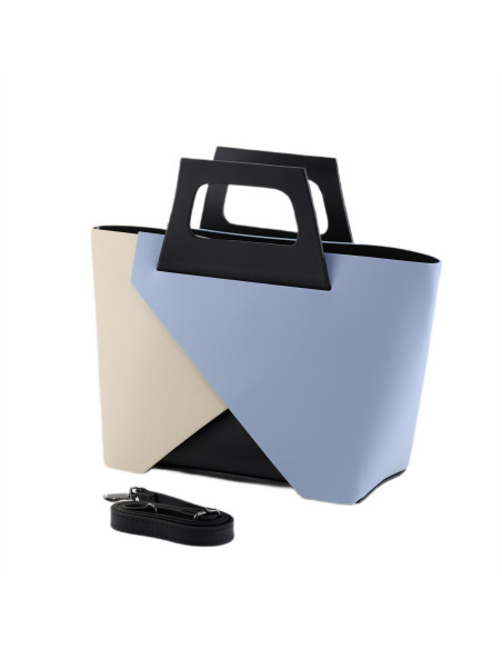 Geanta Piele Naturala Kamma crem baby blue