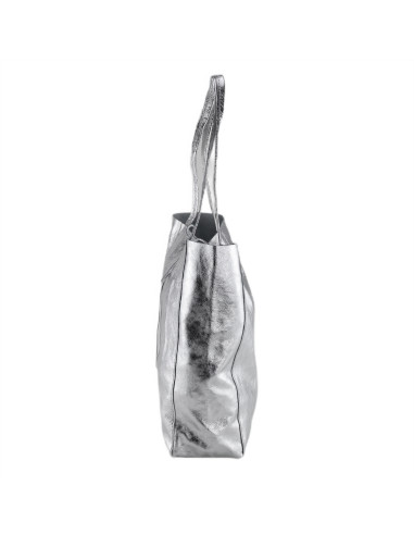 Geanta Piele Naturala Shopper Bag 2024 argintiu