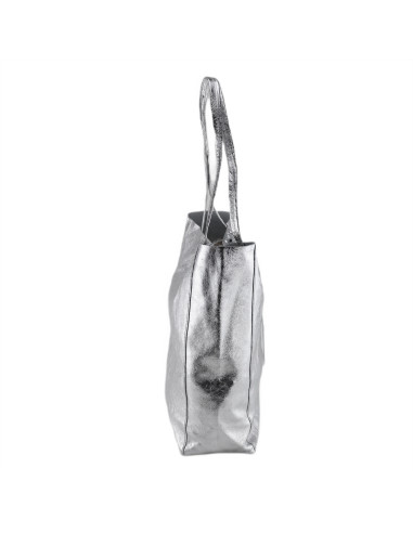 Geanta Piele Naturala Shopper Bag 2024 argintiu