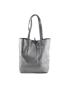 Geanta Piele Naturala Shopper Bag 2024 silver