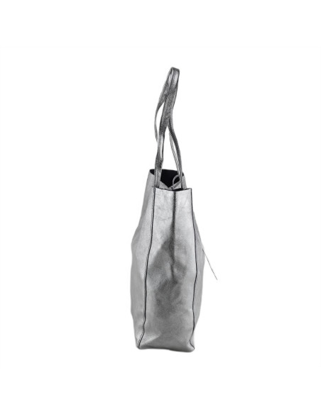 Geanta Piele Naturala Shopper Bag 2024 silver