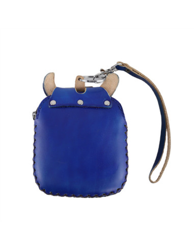 Port Chei Mic Piele Naturala Donkey albastru