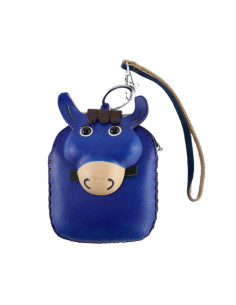 Port Chei Mic Piele Naturala Donkey albastru