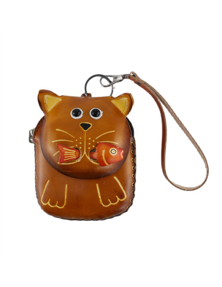 Port Chei Mic Piele Naturala CAT II camel