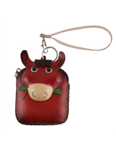 Port Chei Mic Piele Naturala Donkey rosu