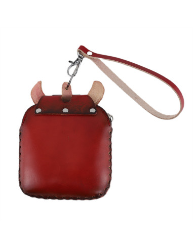 Port Chei Mic Piele Naturala Donkey rosu