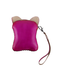 Port Chei Mic Piele Naturala CAT fucsia 2