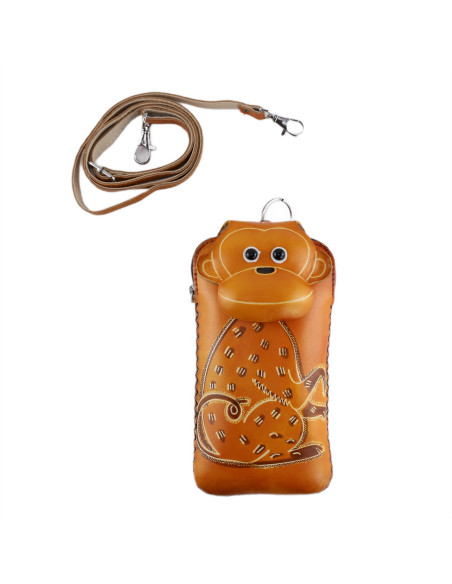 Port Chei Mediu Piele Naturala Monkey camel