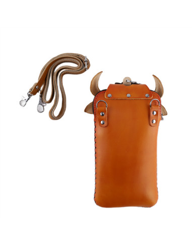 Port Chei Mediu Piele Naturala Bulls camel