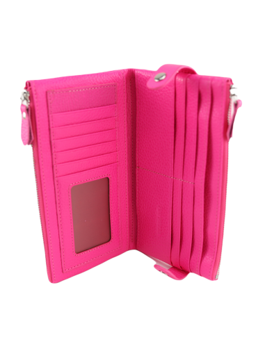 Portofel Piele Naturala 2F fucsia