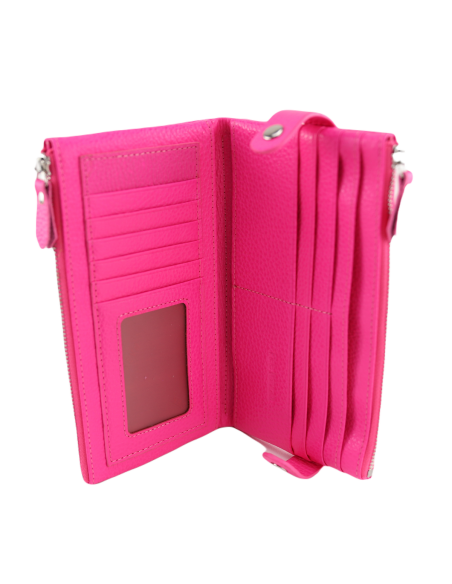 Portofel Piele Naturala 2F fucsia
