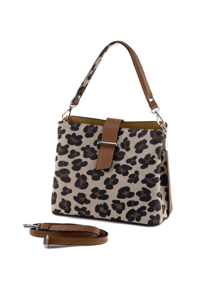 Geanta Piele Naturala Iglas V2 animal print camel