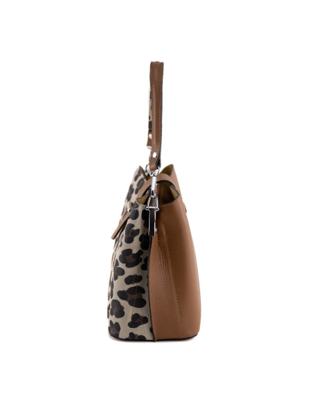 Geanta Piele Naturala Iglas V2 animal print camel