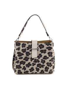 Geanta Piele Naturala Iglas V2 animal print crem 2