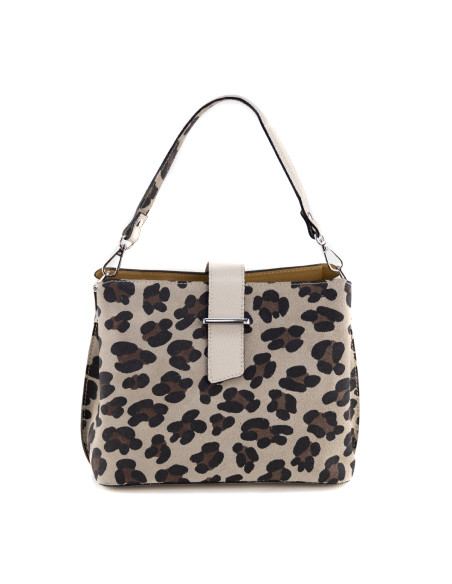 Geanta Piele Naturala Iglas V2 animal print crem