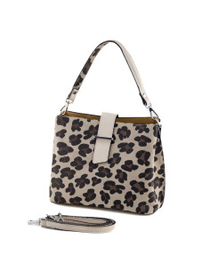 Geanta Piele Naturala Iglas V2 animal print crem