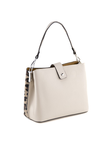 Geanta Piele Naturala Iglas V2 animal print crem