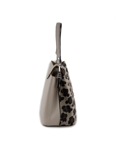 Geanta Piele Naturala Iglas V2 animal print crem