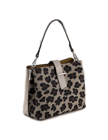 Geanta Piele Naturala Iglas V2 animal print crem