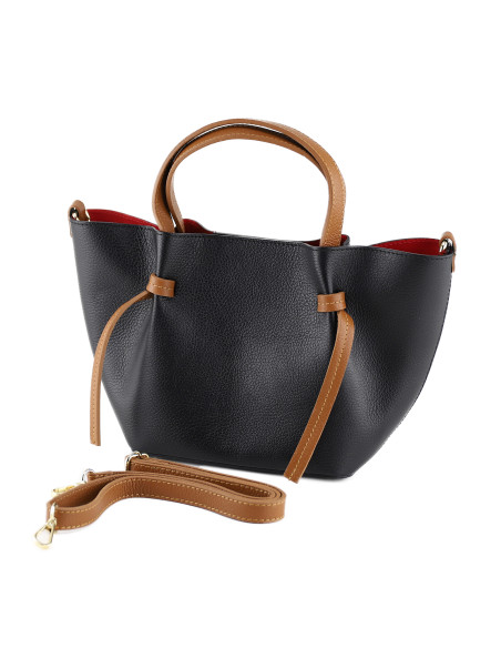Geanta Piele Naturala Yanbu negru camel