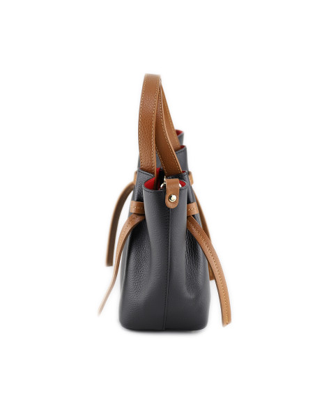 Geanta Piele Naturala Yanbu negru camel